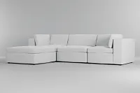 Destin Suave White Fabric 4-piece Bumper Sectional