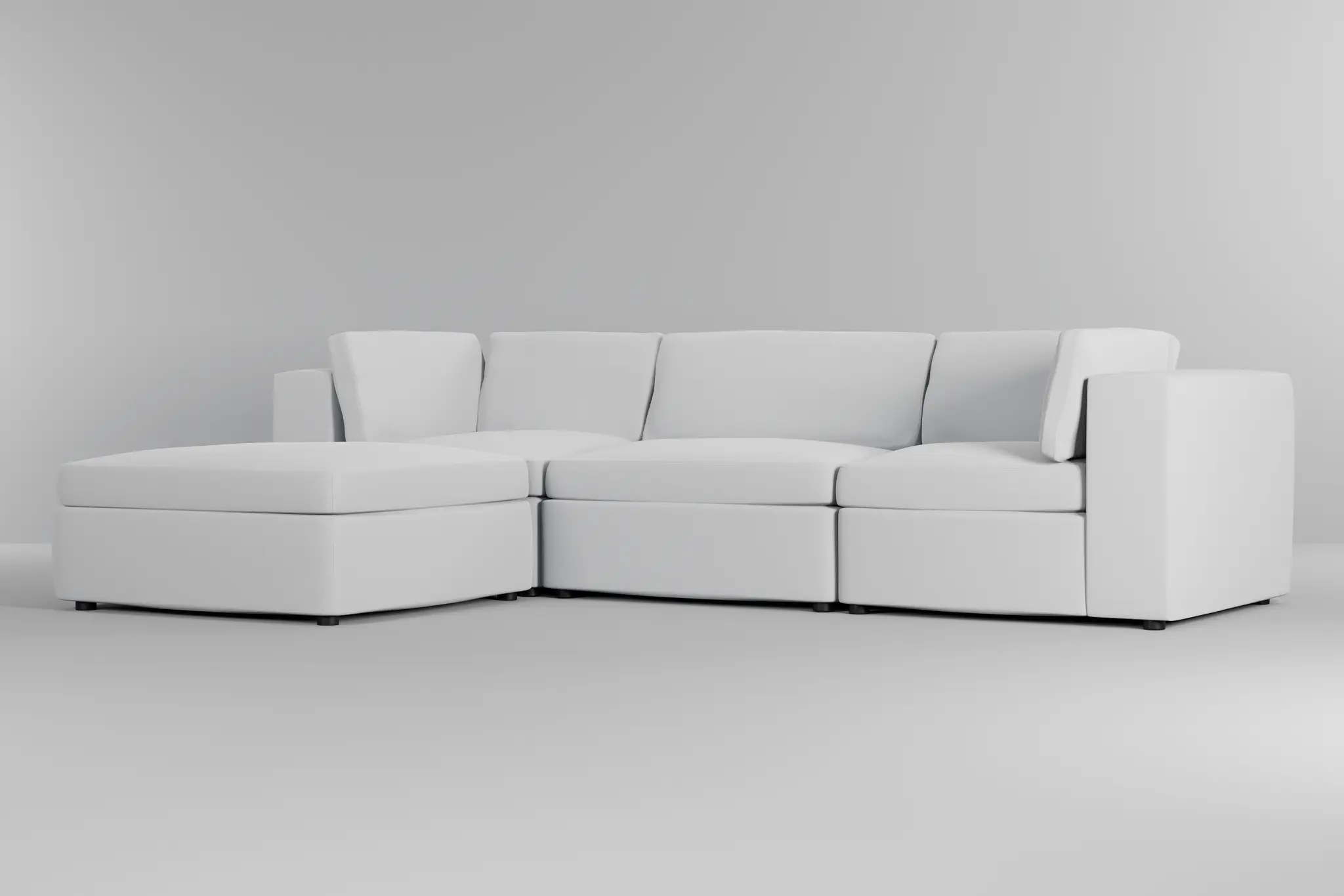 Destin Suave White Fabric 4-piece Bumper Sectional Destin Suave White Fabric 4-piece Bumper Sectional