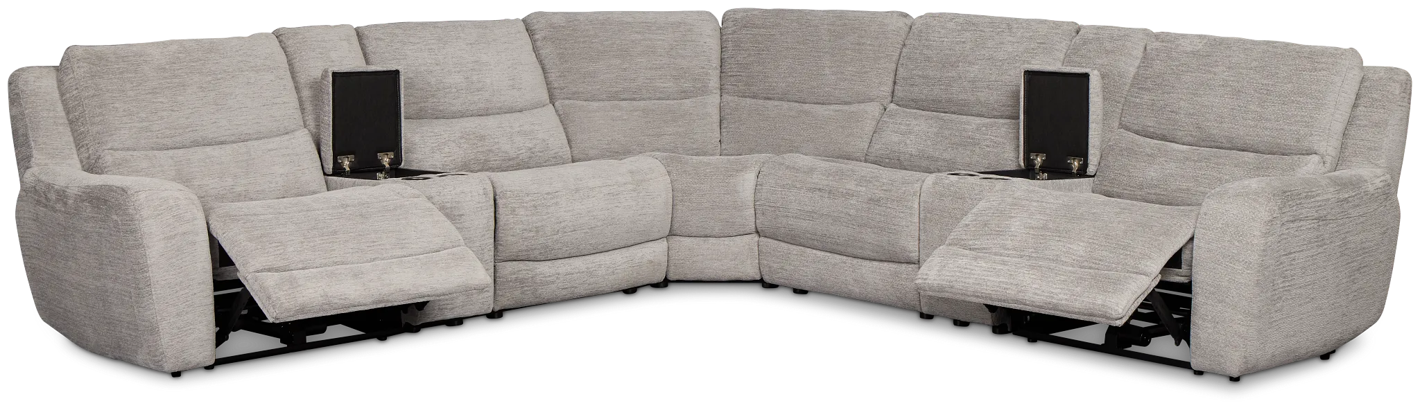 Bennett Gray Fabric Large Dual Power Reclining Two-arm Sectional