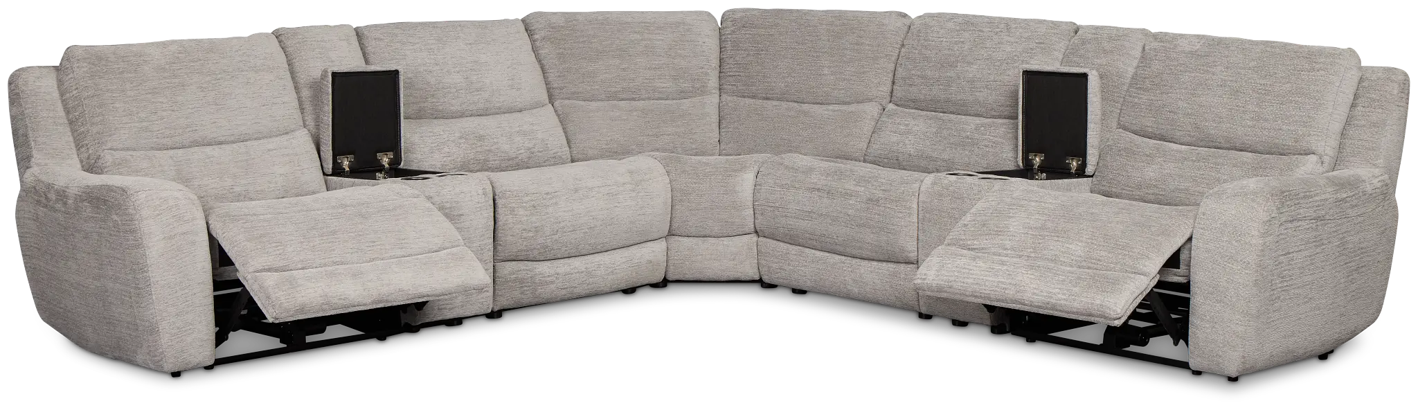 Bennett Gray Fabric Large Dual Power Reclining Two-arm Sectional Bennett Gray Fabric Large Dual Power Reclining Two-arm Sectional