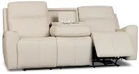 Flexsteel Sterling Ivory Leather/Vinyl Power Reclining Sofa