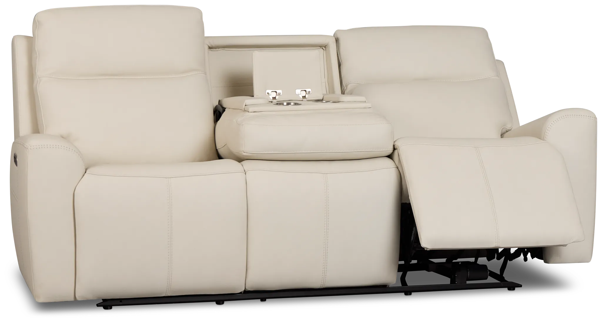Flexsteel Sterling Ivory Leather/Vinyl Power Reclining Sofa