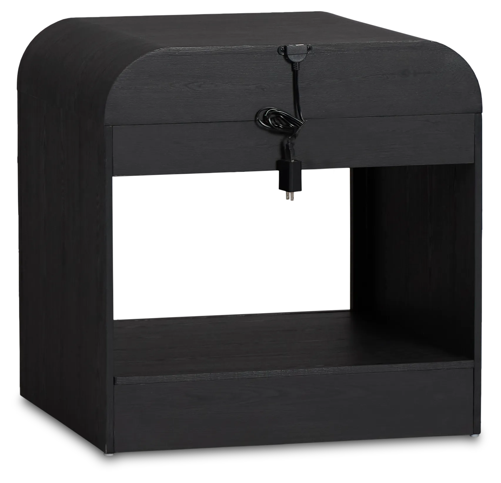 Lyndie Black Drawer Square End Table