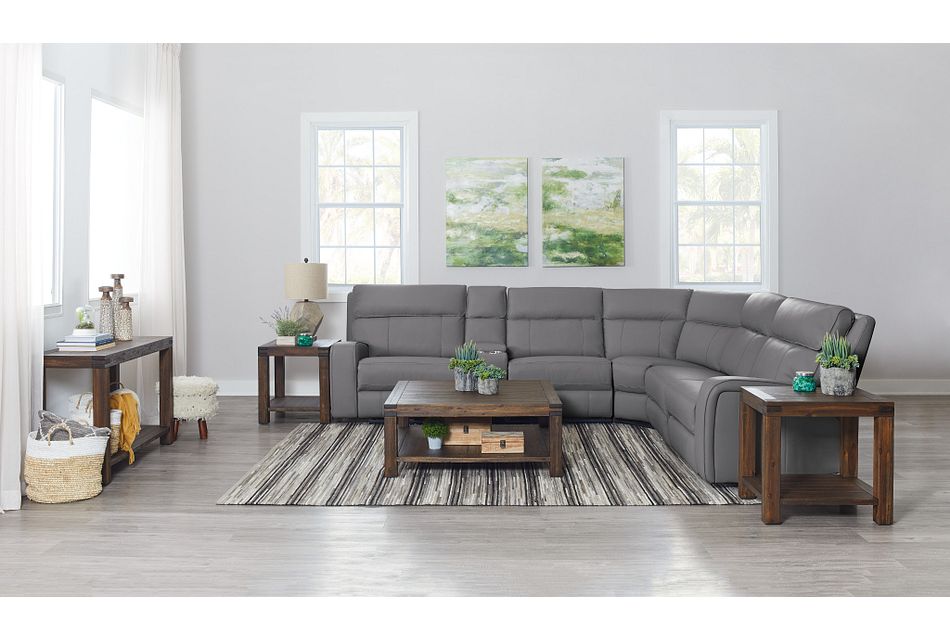 Rhett Gray Micro Small Two Arm Manually Reclining Sectional