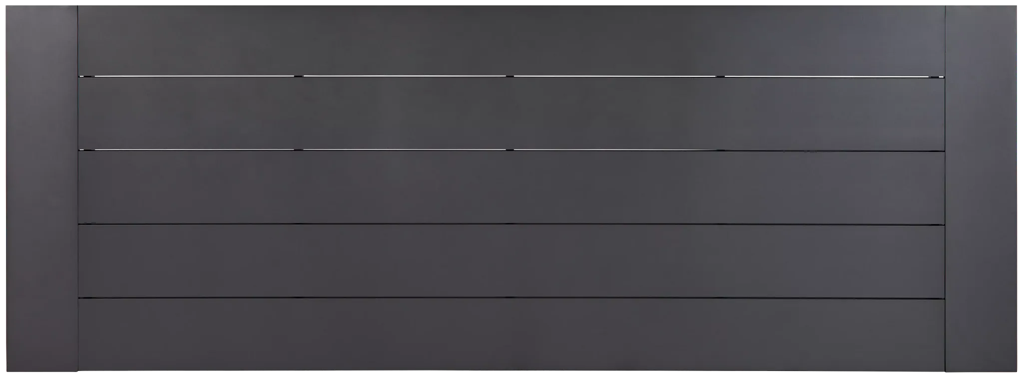 Linear Dark Gray White 110" Aluminum Table & 4 Teak Cushioned Side Chairs