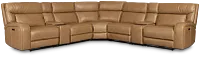 Jasper Light Brown Leather Large Triple Power Reclining Two-arm Sectional