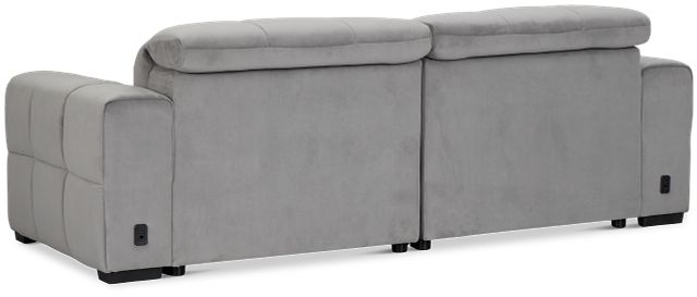 Gemma Light Gray Velvet Power Chaise Sofa