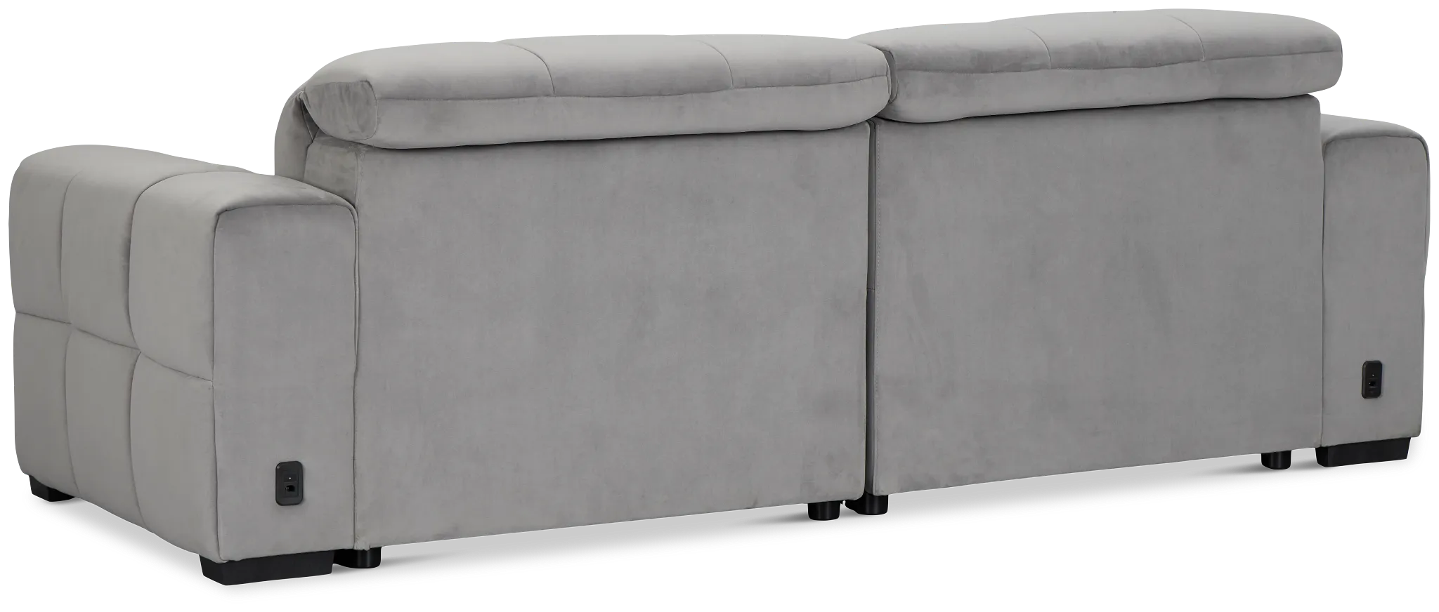 Gemma Light Gray Velvet Power Chaise Sofa