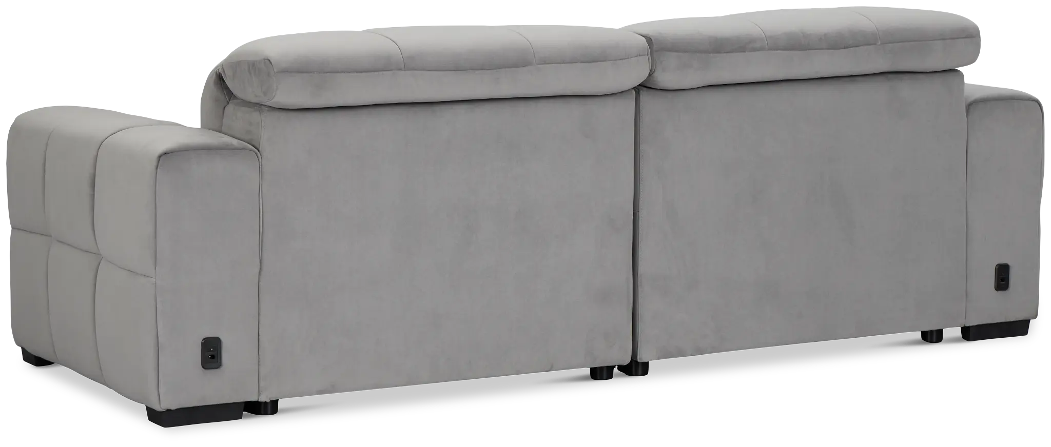 Gemma Light Gray Velvet Power Chaise Sofa Gemma Light Gray Velvet Power Chaise Sofa