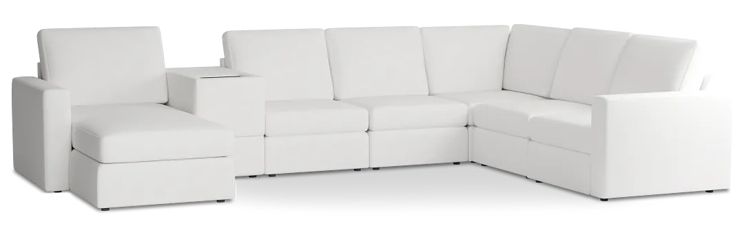 Citymod White Fabric Large Left Chaise Sectional With Media Console