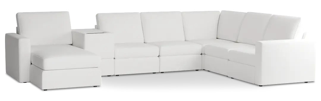Citymod White Fabric Large Left Chaise Sectional With Media Console Citymod White Fabric Large Left Chaise Sectional With Media Console