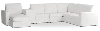 Citymod White Fabric Large Left Chaise Sectional With Media Console