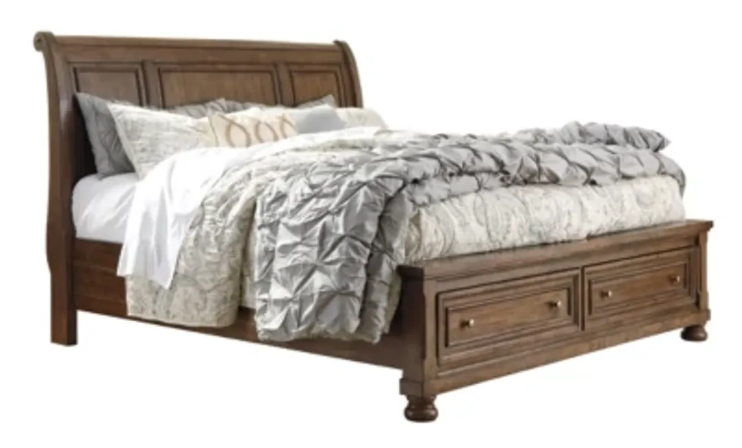 Flynnter Mid Tone Sleigh Storage Bed