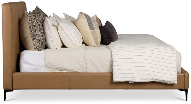 Highland Dark Brown Leather Panel Bed