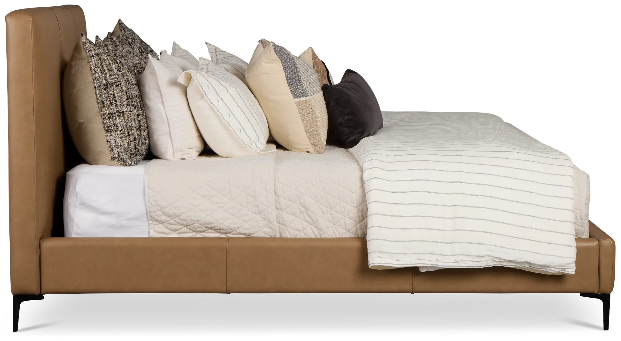 Highland Dark Brown Leather Panel Bed