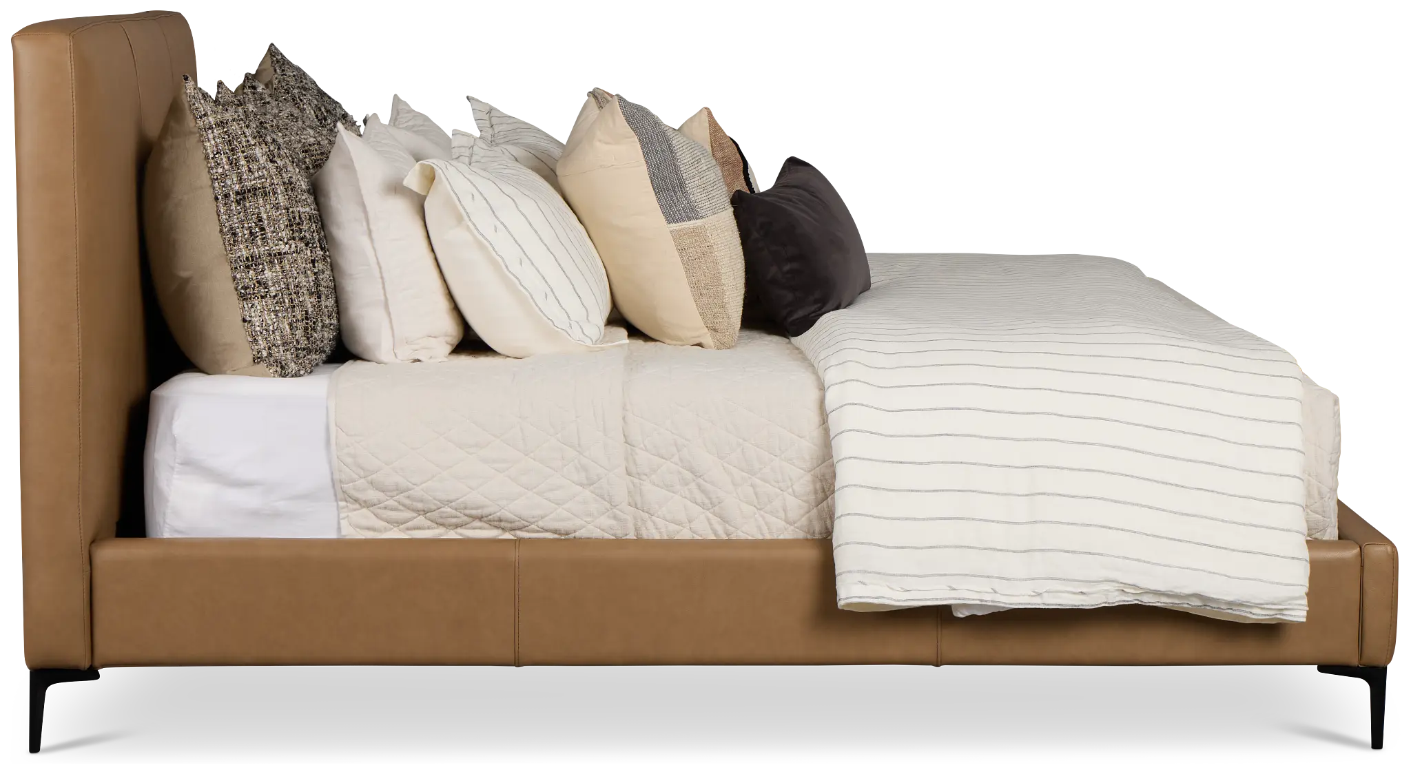 Highland Dark Brown Leather Panel Bed Highland Dark Brown Leather Panel Bed