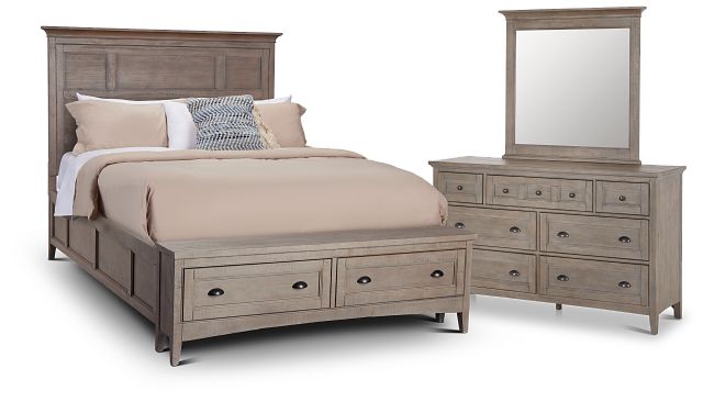 Heron Cove Light Tone Panel Bedroom With Bench