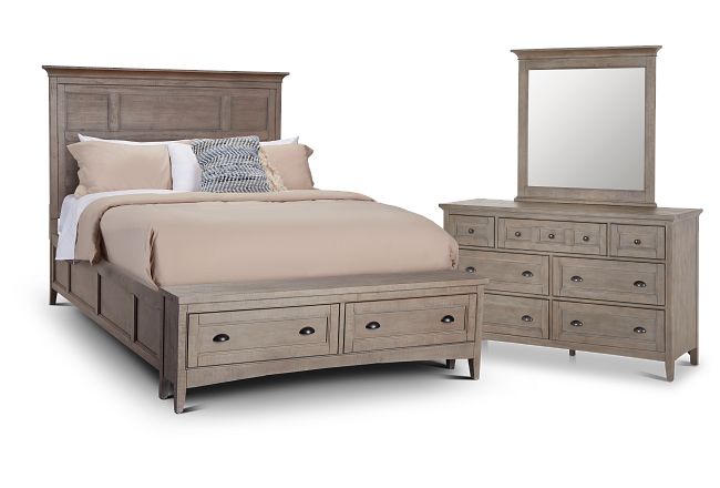 Heron Cove Light Tone Panel Bedroom With Bench