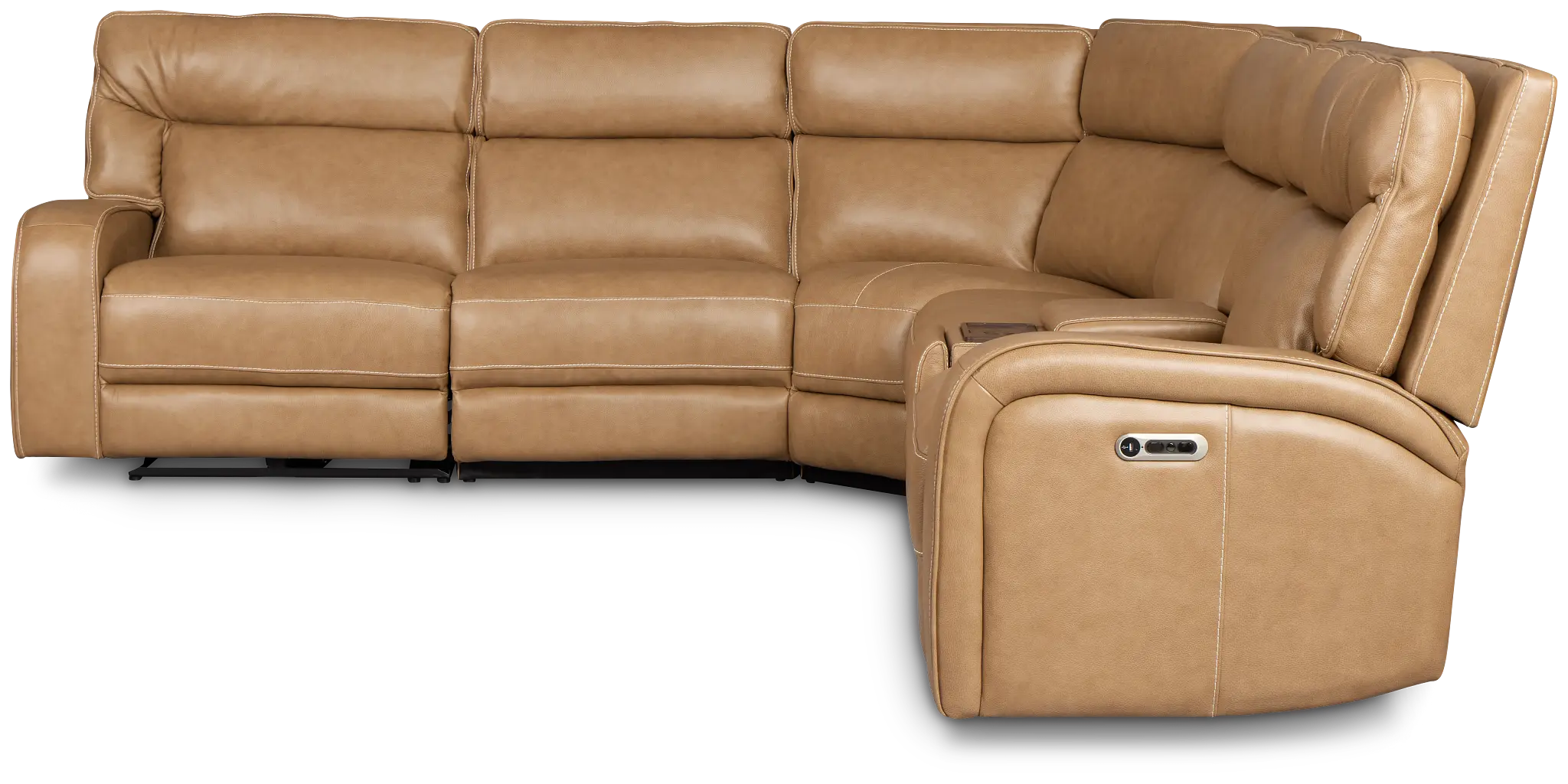 Jasper Light Brown Leather Medium Triple Power 2-arm Sectional Jasper Light Brown Leather Medium Triple Power 2-arm Sectional