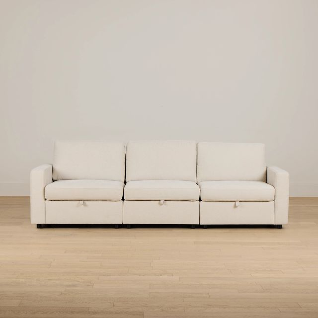 Addie Beige Fabric 3-piece Modular Storage Sofa