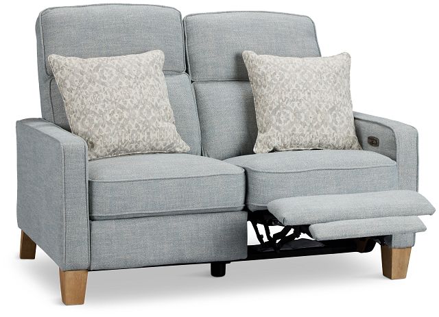 Bayside Light Blue Fabric Power Reclining Loveseat