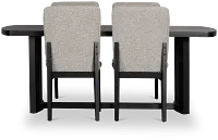 Modesto Black Rectangular Table & 4 Upholstered Chairs