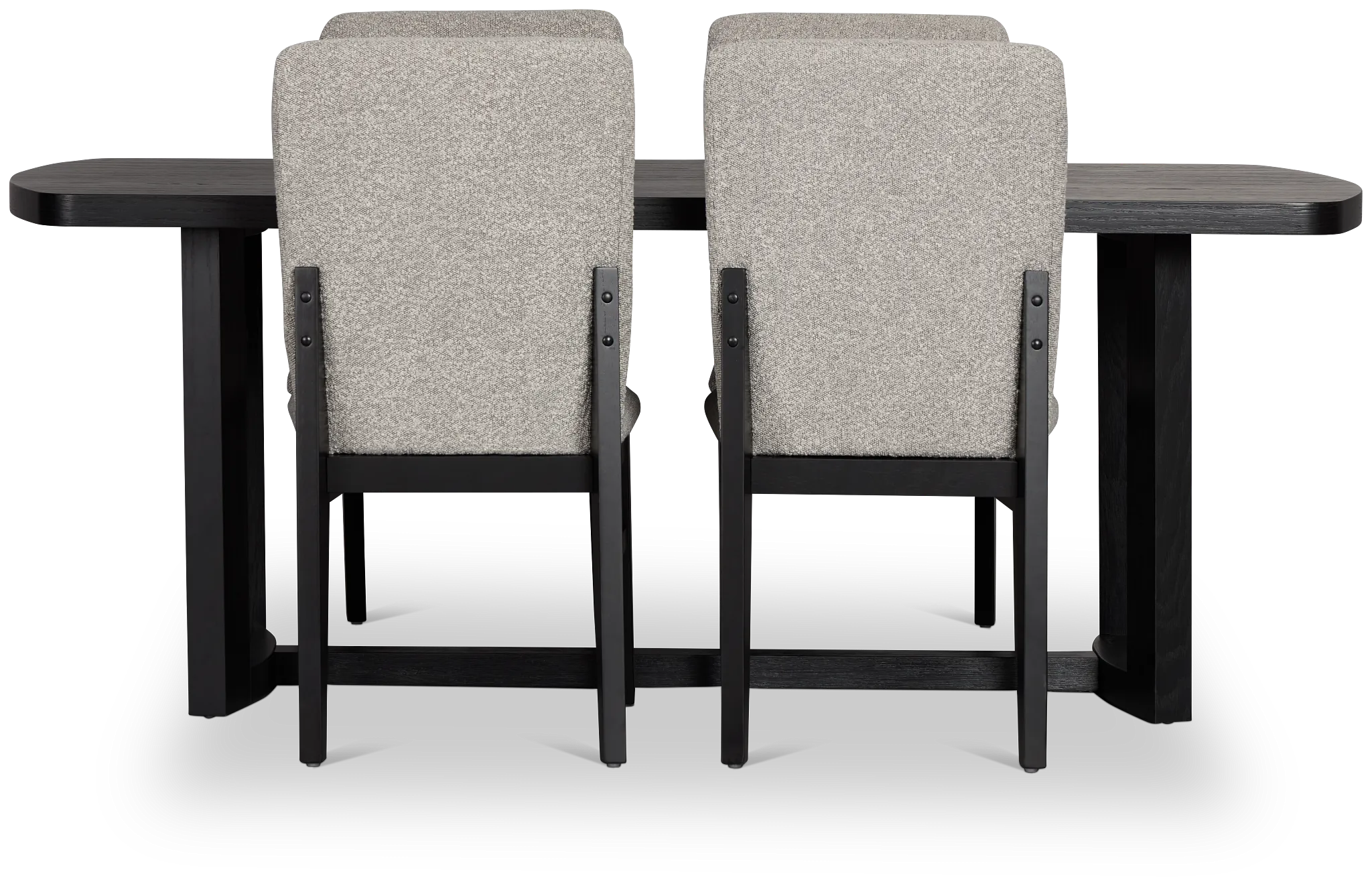 Modesto Black Rectangular Table & 4 Upholstered Chairs