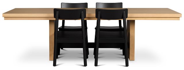 Highland Light Tone Rect Table & 4 Wood Chairs