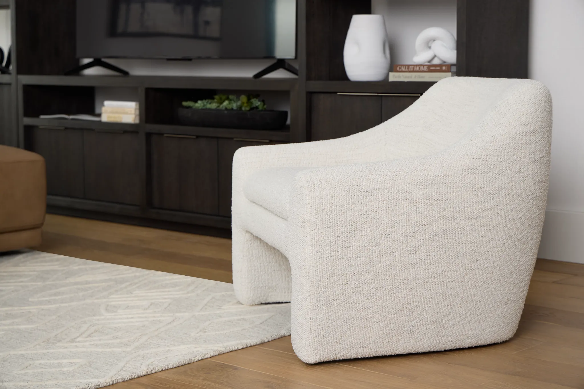 Carter White Fabric Accent Chair