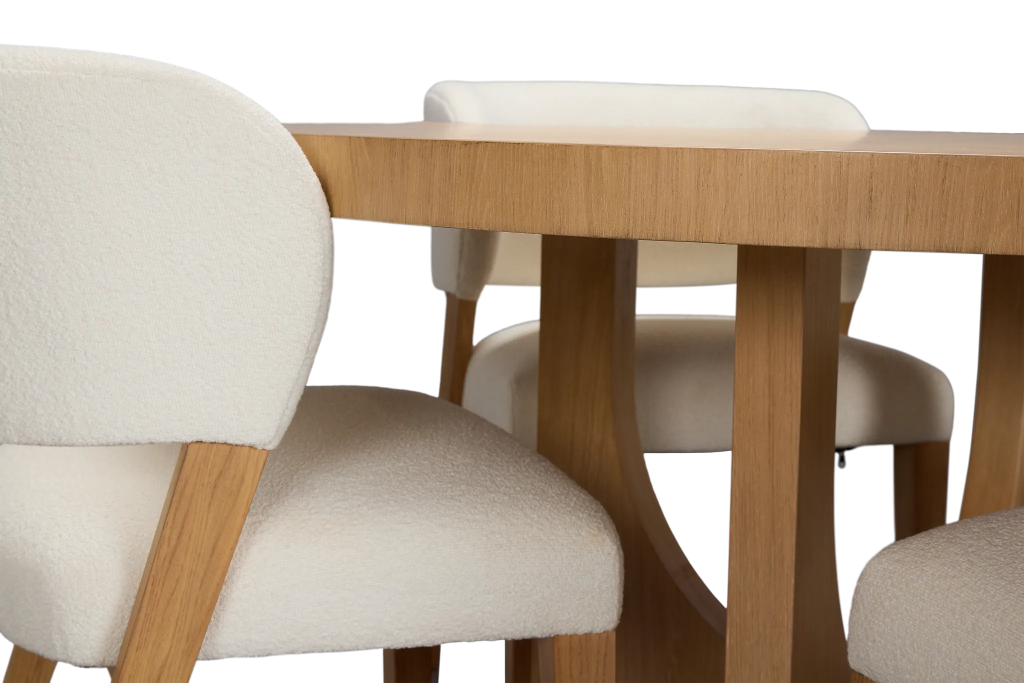 Malibu Light Tone Round Table & 4 Upholstered Chairs