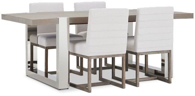 Berlin White Table & 4 Upholstered Chairs