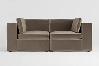 Destin Joya Beige Velvet 2-piece Modular Sofa