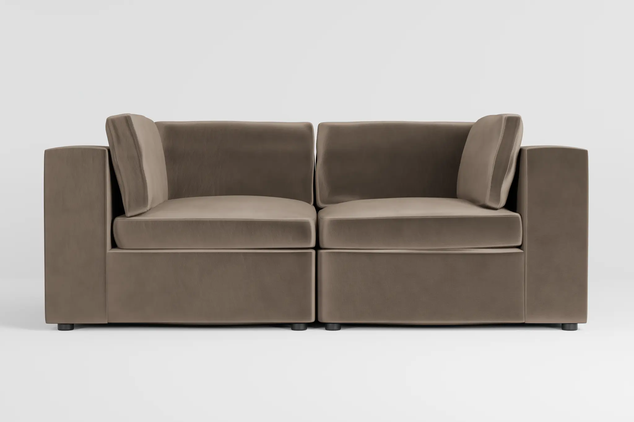 Destin Joya Beige Velvet 2-piece Modular Sofa Destin Joya Beige Velvet 2-piece Modular Sofa