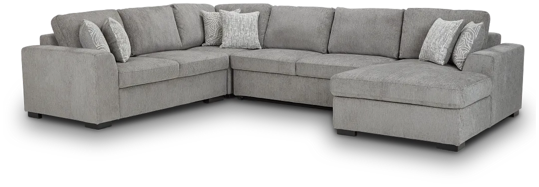 Blakely Gray Fabric Large Right Chaise Storage Sleeper Sectional