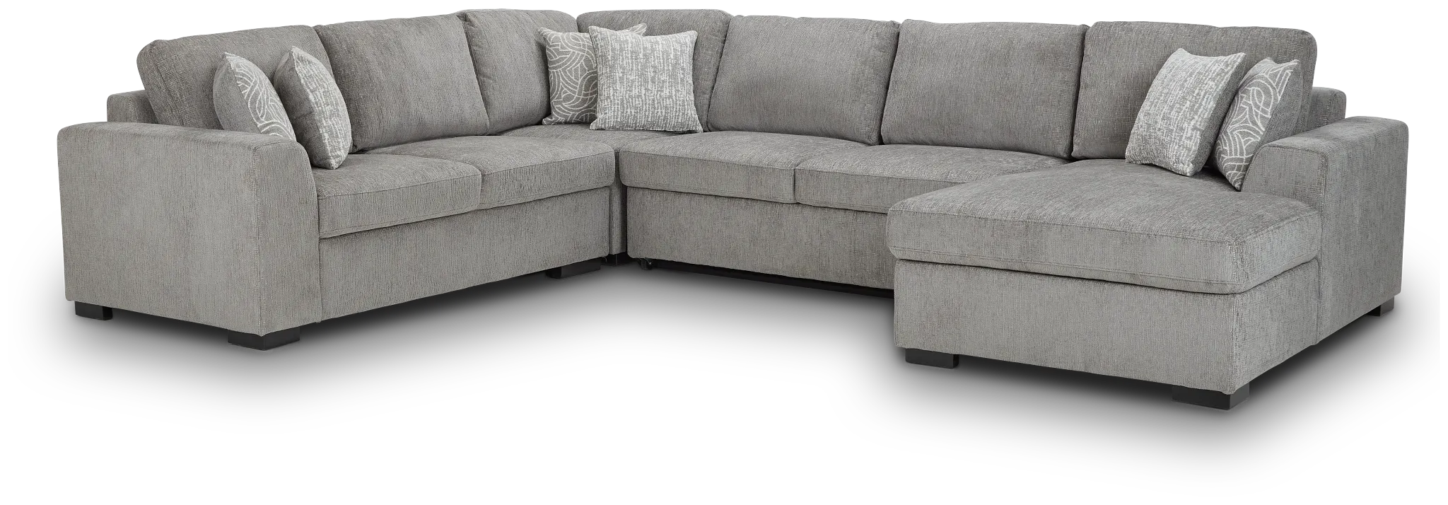 Blakely Gray Fabric Right Chaise Storage Sleeper Sectional