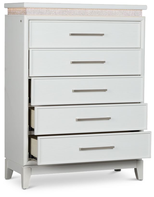 Alessandria White Lighted Drawer Chest