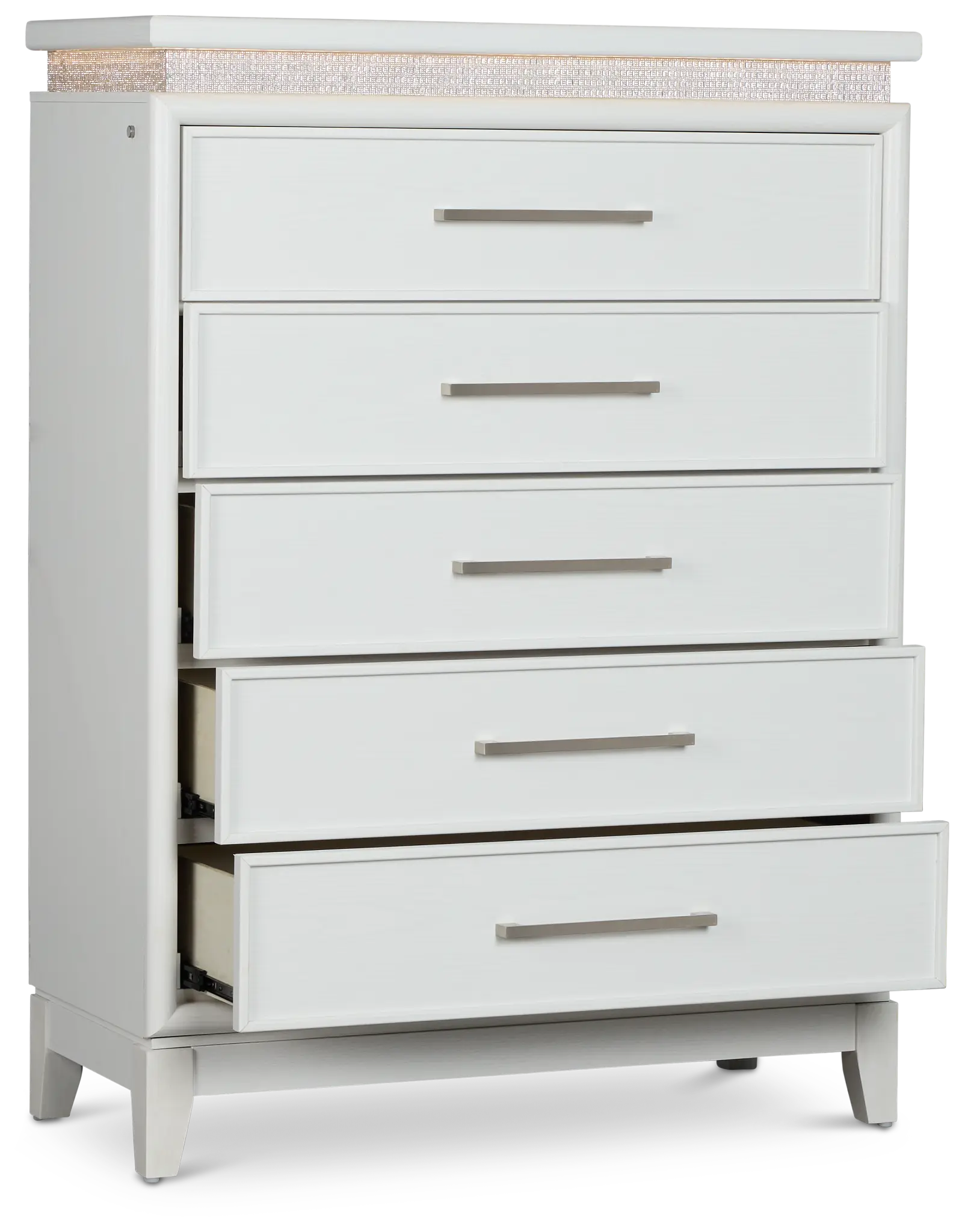 Alessandria White Lighted Drawer Chest Alessandria White Lighted Drawer Chest