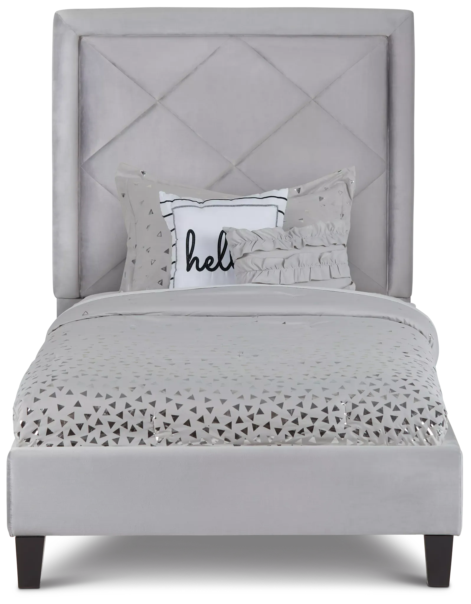 Collin Dark Gray Velvet Platform Bed