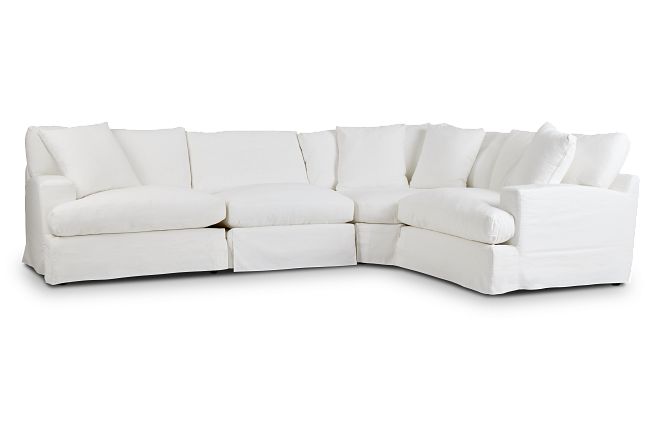 Delilah White Fabric Small Two-arm Sectional