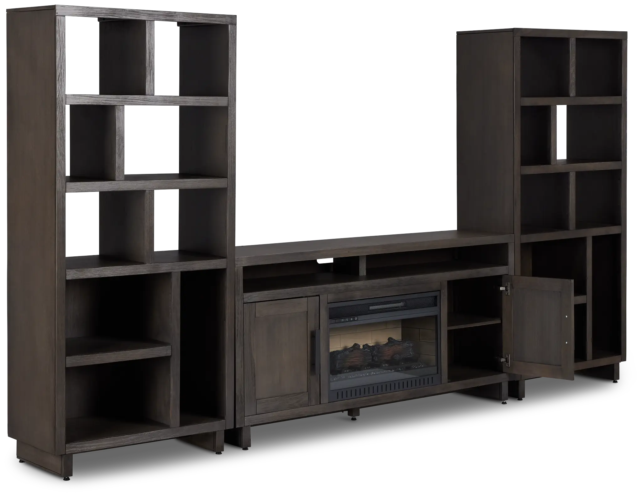 Richmond Gray 64" Open Pier Entertainment Wall With Fireplace Richmond Gray 64" Open Pier Entertainment Wall With Fireplace