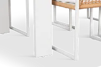 Sunrise White 86" Rectangular Table & 4 Teak Arm Chairs