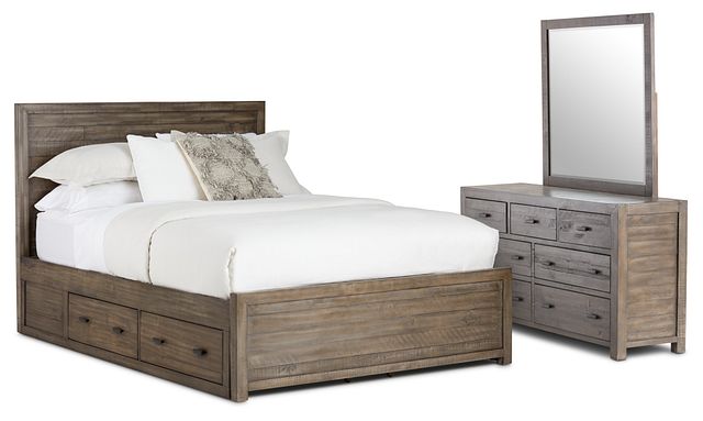 Seattle Gray Wood Platform Storage Bedroom