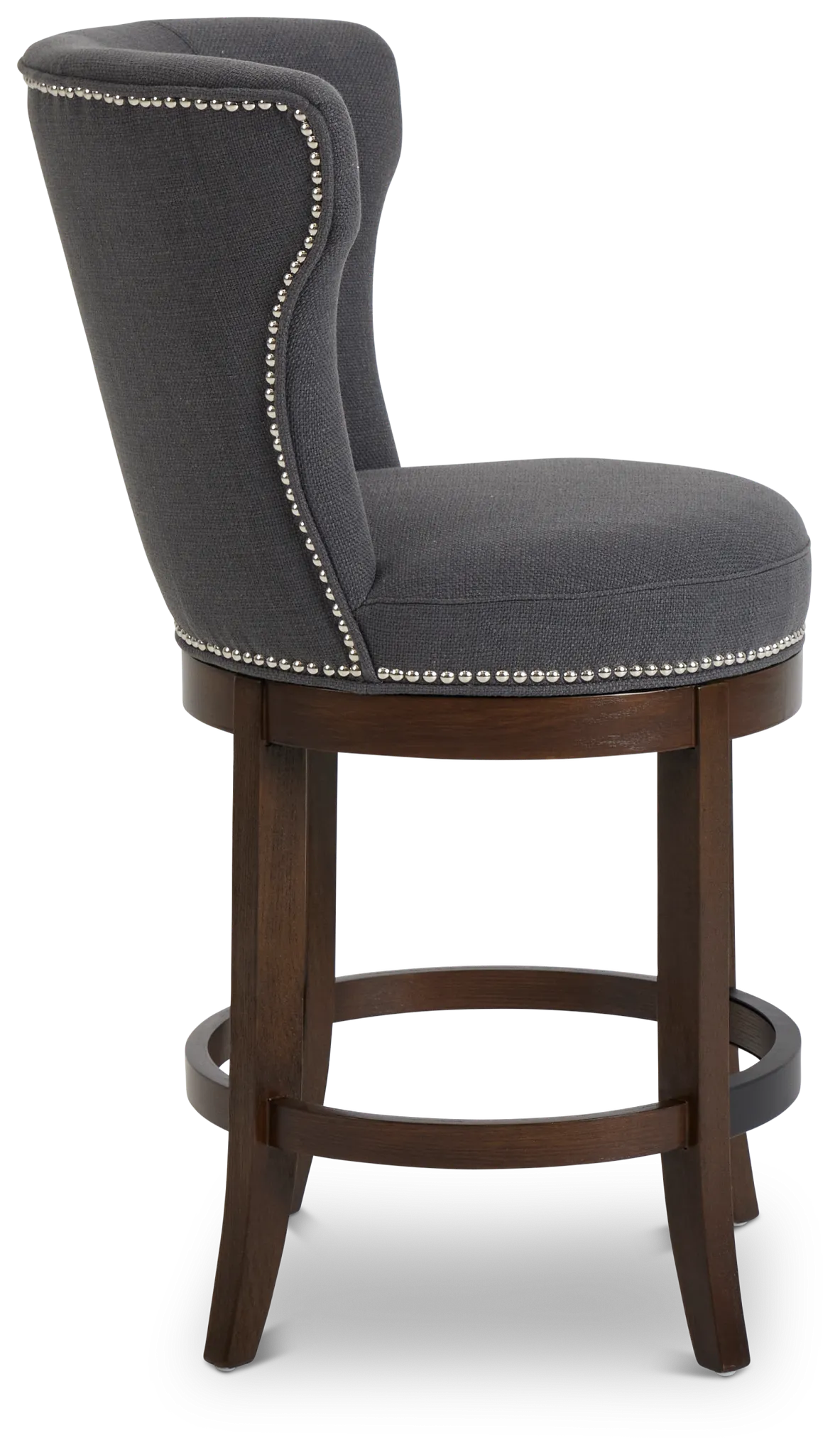 Cayden Dark Gray Fabric 24" Swivel Barstool