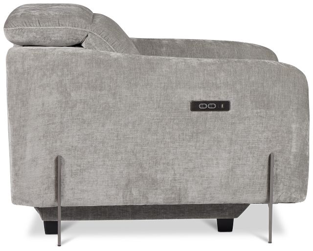 Zuri Gray Velvet Power Recliner With Power Headrest
