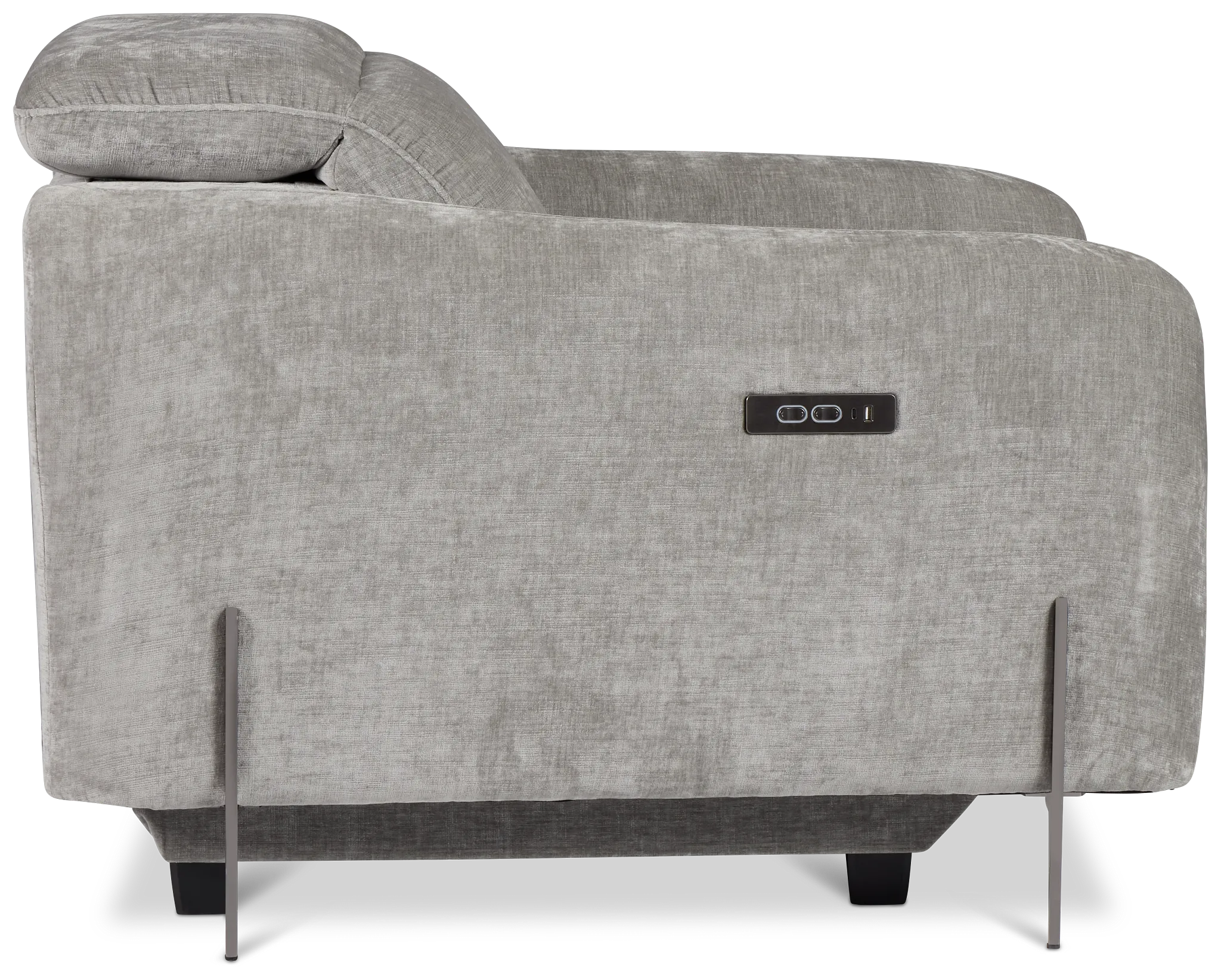 Zuri Gray Velvet Power Recliner With Power Headrest