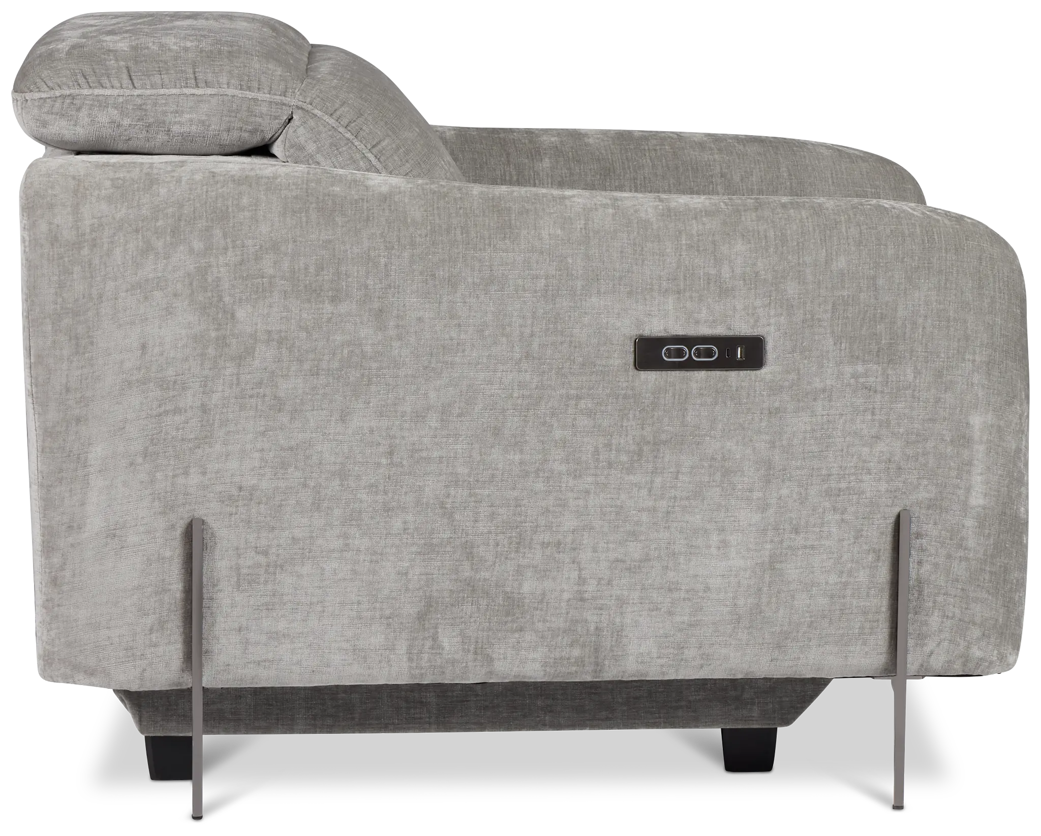 Zuri Gray Velvet Power Recliner With Power Headrest Zuri Gray Velvet Power Recliner With Power Headrest