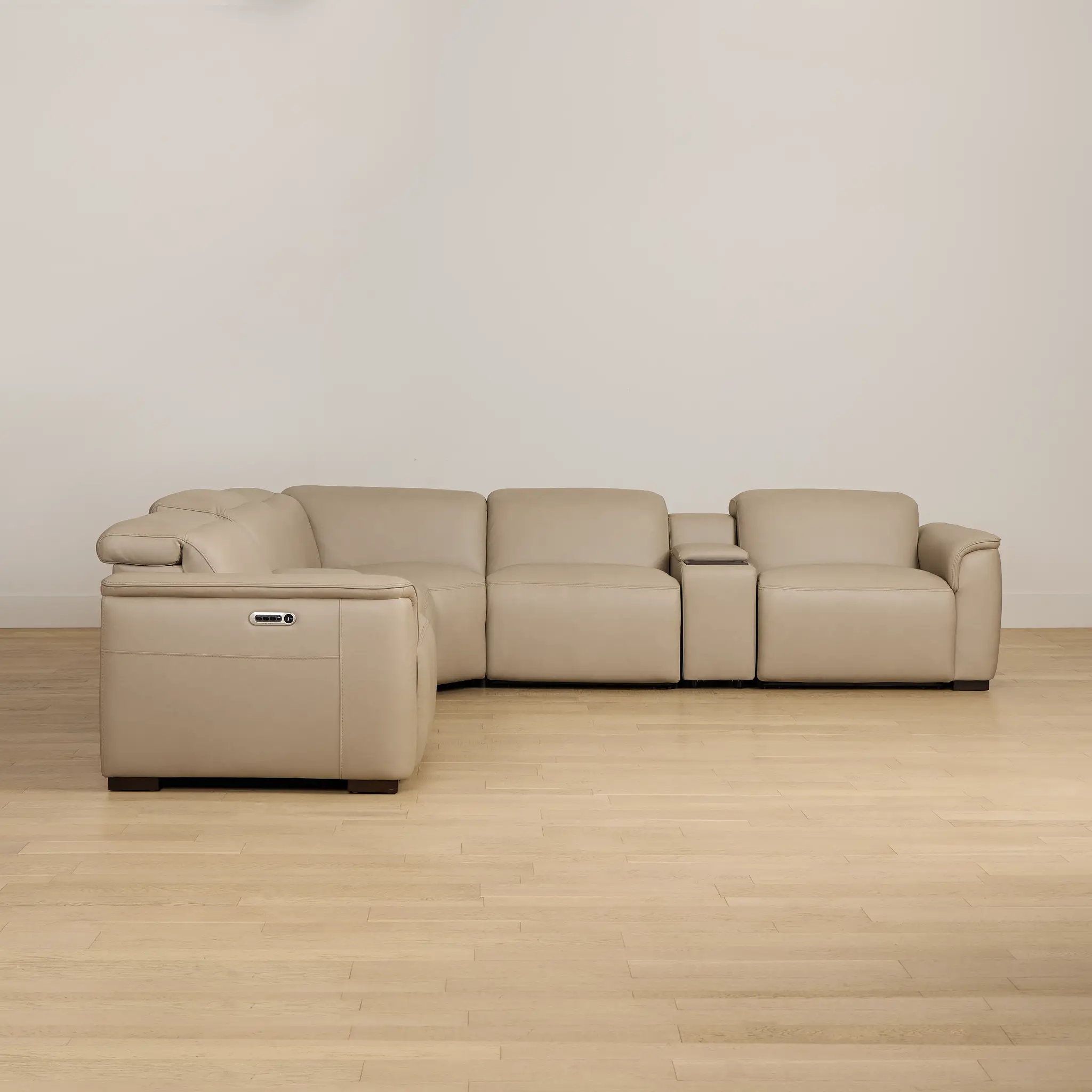 Flexsteel Brodie Taupe Lthr/vinyl Large Triple Power Reclining Two-arm Sectional Flexsteel Brodie Taupe Lthr/vinyl Large Triple Power Reclining Two-arm Sectional