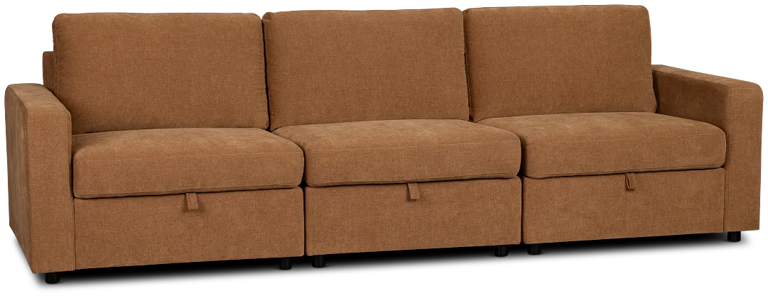 Addie Brown Fabric 3-piece Modular Storage Sofa