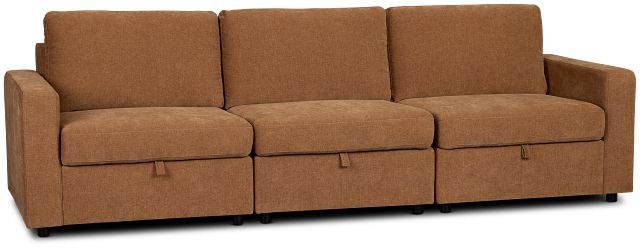 Addie Brown Fabric 3-piece Modular Storage Sofa