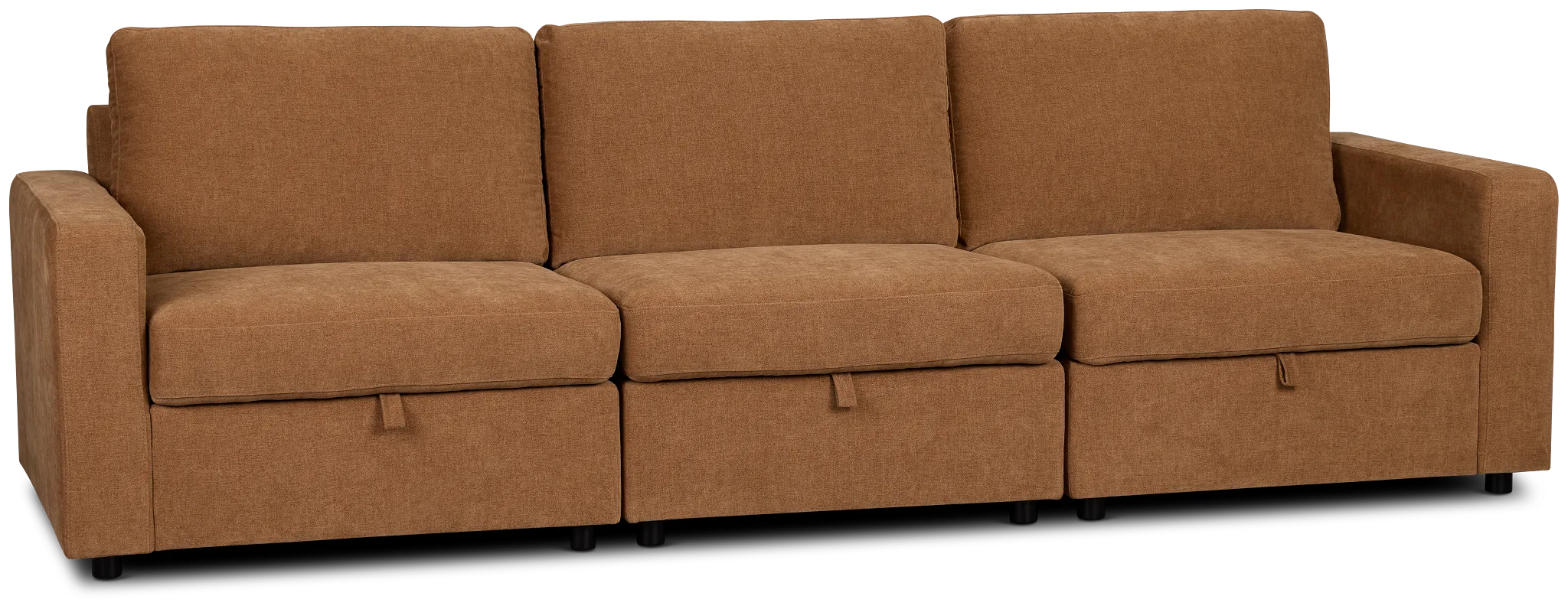 Addie Brown Fabric 3-piece Modular Storage Sofa